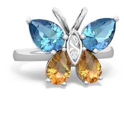 Blue Topaz Butterfly 14K White Gold ring R2215
