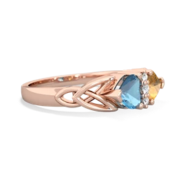 Blue Topaz Celtic Knot Double Heart 14K Rose Gold ring R5040