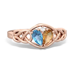 Blue Topaz Celtic Love Knot 14K Rose Gold ring R5420