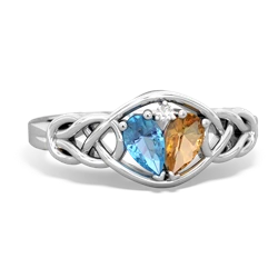 Blue Topaz Celtic Love Knot 14K White Gold ring R5420