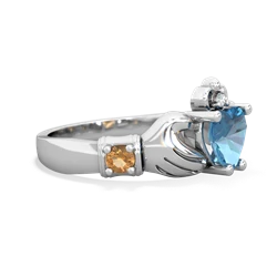 Blue Topaz Claddagh Keepsake 14K White Gold ring R5245