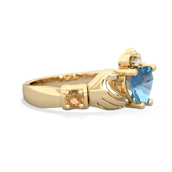 Blue Topaz Claddagh Keepsake 14K Yellow Gold ring R5245