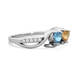 Blue Topaz Side By Side 14K White Gold ring R3090