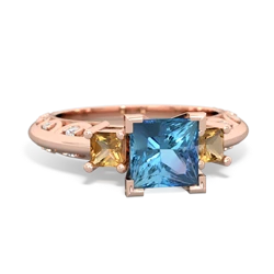 Blue Topaz Eternal Embrace Engagement 14K Rose Gold ring C2001