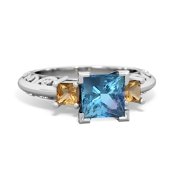 Blue Topaz Eternal Embrace Engagement 14K White Gold ring C2001