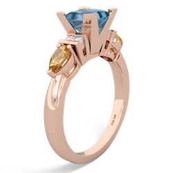 Blue Topaz 6Mm Princess Eternal Embrace Engagement 14K Rose Gold ring C2002