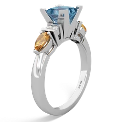 Blue Topaz 6Mm Princess Eternal Embrace Engagement 14K White Gold ring C2002