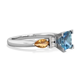 Blue Topaz 6Mm Princess Eternal Embrace Engagement 14K White Gold ring C2002