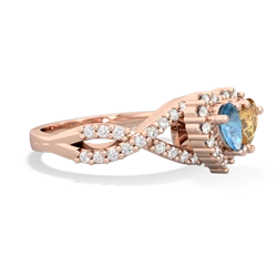 Blue Topaz Diamond Twist 'One Heart' 14K Rose Gold ring R2640HRT