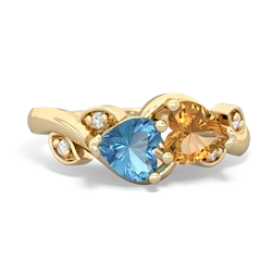 Blue Topaz Floral Elegance 14K Yellow Gold ring R5790