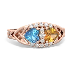 Blue Topaz Sparkling Celtic Knot 14K Rose Gold ring R2645