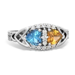 Blue Topaz Sparkling Celtic Knot 14K White Gold ring R2645