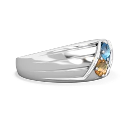 Blue Topaz Men's Streamline 14K White Gold ring R0460