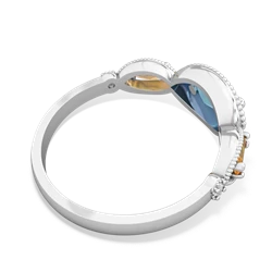 Blue Topaz Milgrain Marquise 14K White Gold ring R5700