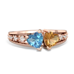 Blue Topaz Heart To Heart 14K Rose Gold ring R3342