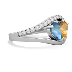 Blue Topaz Nestled Heart Keepsake 14K White Gold ring R5650