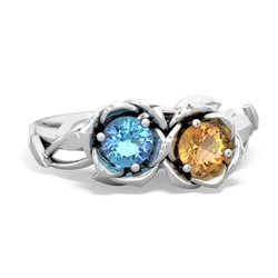 Blue Topaz Rose Garden 14K White Gold ring R5510