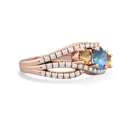 Blue Topaz Three Stone Aurora 14K Rose Gold ring R3080