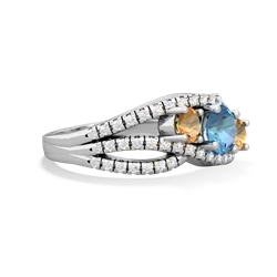 Blue Topaz Three Stone Aurora 14K White Gold ring R3080