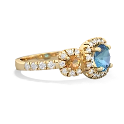 Blue Topaz Regal Halo 14K Yellow Gold ring R5350