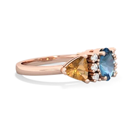 Blue Topaz Antique Style Three Stone 14K Rose Gold ring R2186