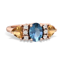 Blue Topaz Antique Style Three Stone 14K Rose Gold ring R2186