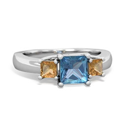 Blue Topaz Three Stone Trellis 14K White Gold ring R4015