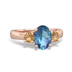 Blue Topaz Three Stone Oval Trellis 14K Rose Gold ring R4024