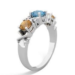 Blue Topaz Hugs And Kisses 14K White Gold ring R5016