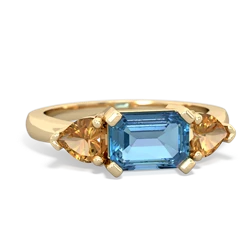 Blue Topaz Three Stone 14K Yellow Gold ring R5235