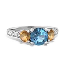 Blue Topaz Pave Trellis 14K White Gold ring R5500