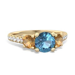 Blue Topaz Pave Trellis 14K Yellow Gold ring R5500