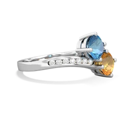 Blue Topaz Channel Set Two Stone 14K White Gold ring R5303