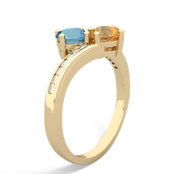 Blue Topaz Channel Set Two Stone 14K Yellow Gold ring R5303