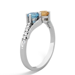 Blue Topaz Infinity Pave Two Stone 14K White Gold ring R5285