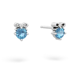 Blue Topaz Diamond Bows 14K White Gold earrings E7002
