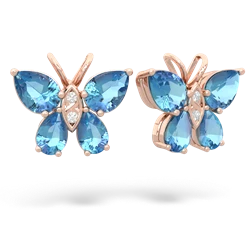 Blue Topaz Butterfly 14K Rose Gold earrings E2215