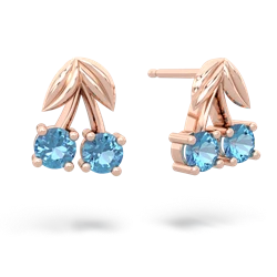 Blue Topaz Sweet Cherries 14K Rose Gold earrings E7001