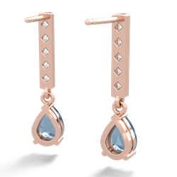 Blue Topaz Art Deco Diamond Drop 14K Rose Gold earrings E5324