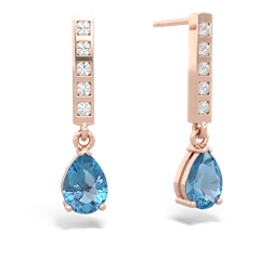 Blue Topaz Art Deco Diamond Drop 14K Rose Gold earrings E5324