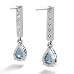 Blue Topaz Art Deco Diamond Drop 14K White Gold earrings E5324