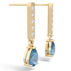 Blue Topaz Art Deco Diamond Drop 14K Yellow Gold earrings E5324