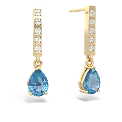 Blue Topaz Art Deco Diamond Drop 14K Yellow Gold earrings E5324