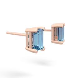 Blue Topaz 6X4mm Emerald-Cut Stud 14K Rose Gold earrings E1855