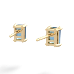 Blue Topaz 6X4mm Emerald-Cut Stud 14K Yellow Gold earrings E1855