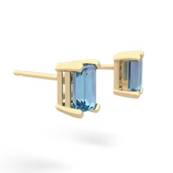 Blue Topaz 6X4mm Emerald-Cut Stud 14K Yellow Gold earrings E1855