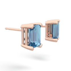 Blue Topaz 7X5mm Emerald-Cut Stud 14K Rose Gold earrings E1856