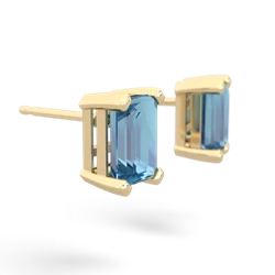 Blue Topaz 7X5mm Emerald-Cut Stud 14K Yellow Gold earrings E1856