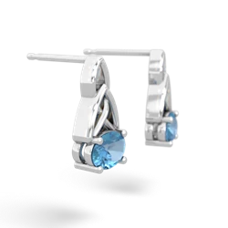 Blue Topaz Celtic Trinity Knot 14K White Gold earrings E2389