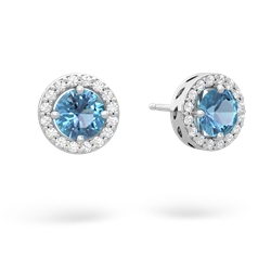 Blue Topaz Halo 14K White Gold earrings E5320